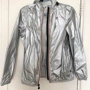 K-WAY Full Zip Silver Collapsable Raincoat